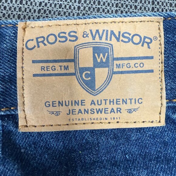Cross & Winsor Mens Size 32x30 Blue Straight Leg Regular Fit Denim Jeans - Picture 3 of 8
